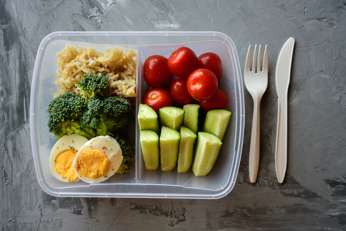 Lunch box with healthy food