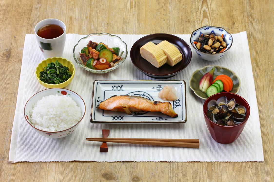 Japanese traditional healthy breakfast set meal